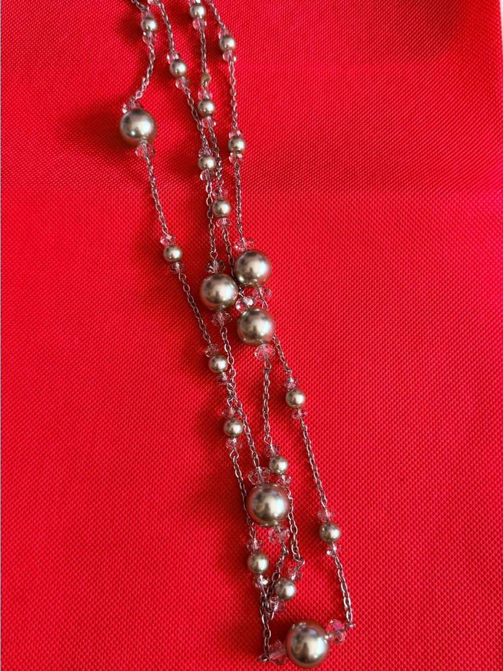 Silver Multi-Strand Beaded Necklace